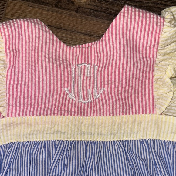 Pink and Blue Striped Kids One Piece - Picture 2 of 4
